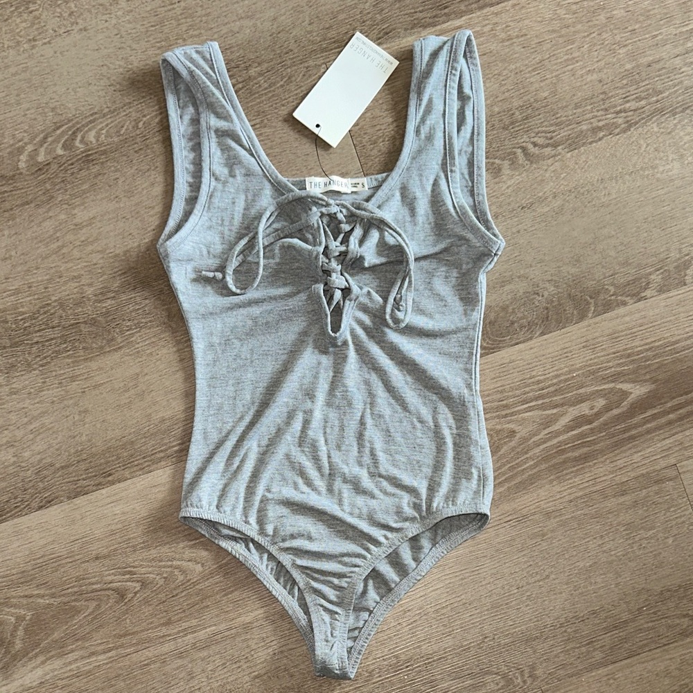 The Hanger Gray Lace-Up Bodysuit